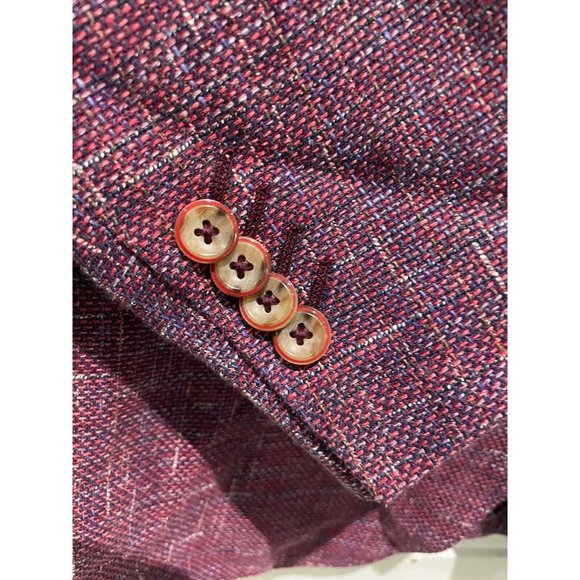 ROBERT GRAHAM Men's 44 Champagne purple Linen Blend Suit sport Coat Tailored Fit - Picture 7 of 16